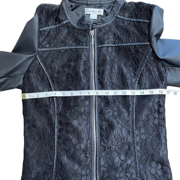CHRISTOPHER & BANKS FAUX LEATHER JACKET LACE FULL ZIP SIZE M GOTH FEMININE BLACK - Picture 3 of 7